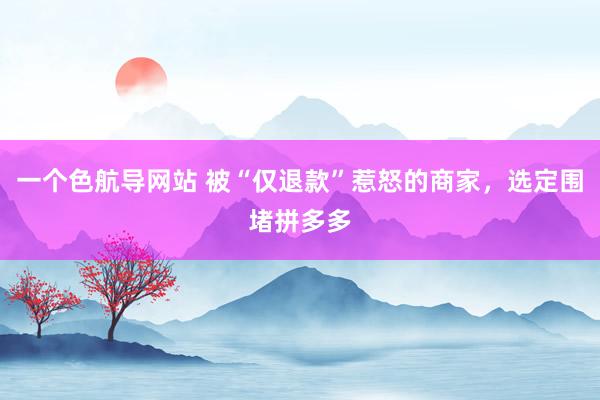 一个色航导网站 被“仅退款”惹怒的商家，选定围堵拼多多