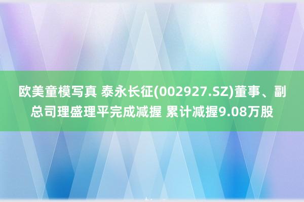 欧美童模写真 泰永长征(002927.SZ)董事、副总司理盛理平完成减握 累计减握9.08万股