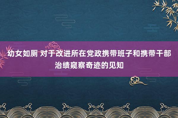 幼女如厕 对于改进所在党政携带班子和携带干部治绩窥察奇迹的见知