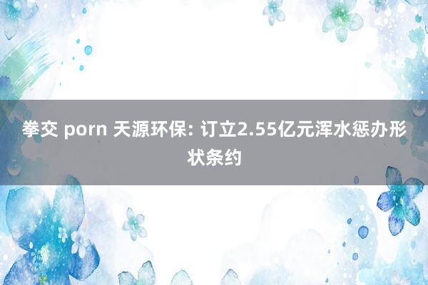 拳交 porn 天源环保: 订立2.55亿元浑水惩办形状条约