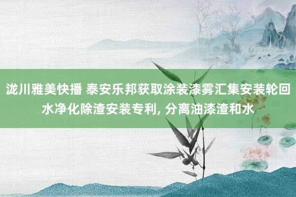 泷川雅美快播 泰安乐邦获取涂装漆雾汇集安装轮回水净化除渣安装专利, 分离油漆渣和水