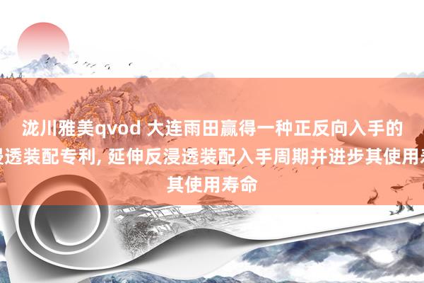 泷川雅美qvod 大连雨田赢得一种正反向入手的反浸透装配专利, 延伸反浸透装配入手周期并进步其使用寿命